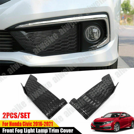 Carbon Fiber ABS Front Fog Light Lamp Panel Cover for Honda 10th for Civic 2019-2021