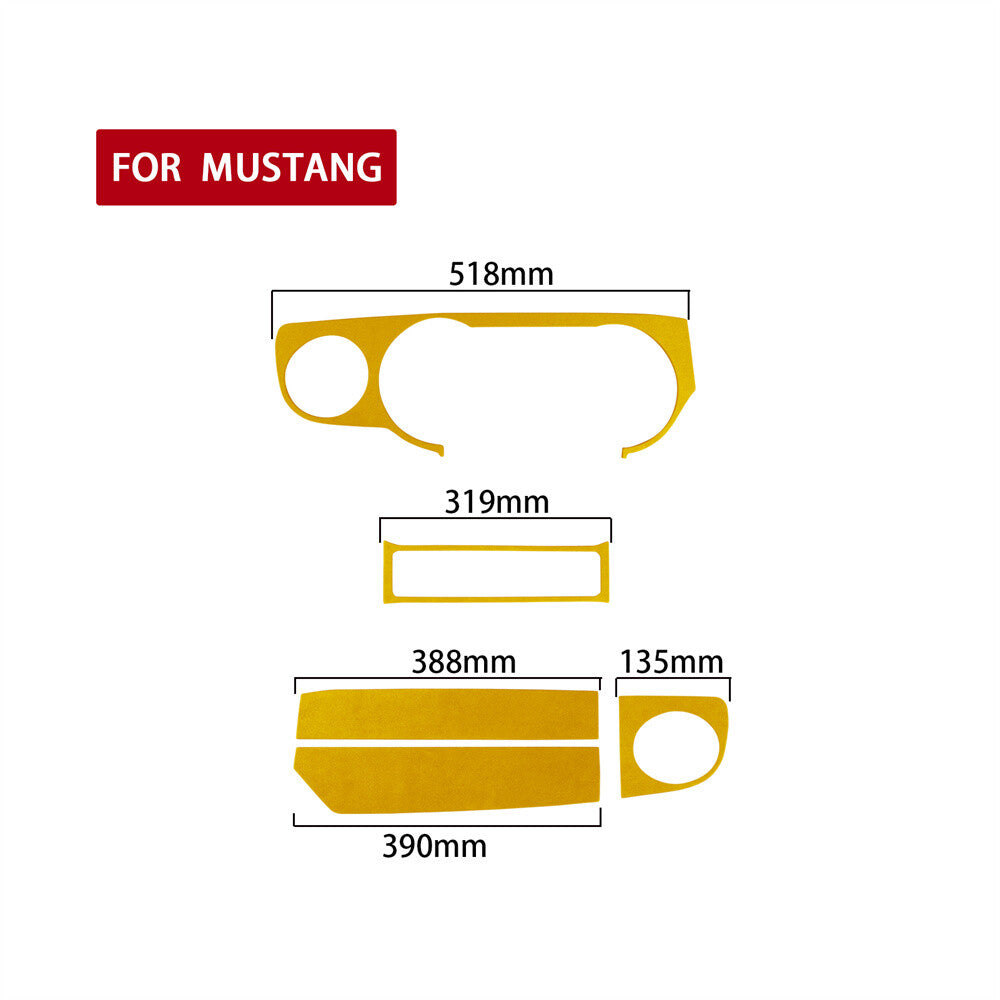 5¡ÁSuede Yellow Central Control Dashboard Panel Trim Fit for Ford for Mustang 2009-13