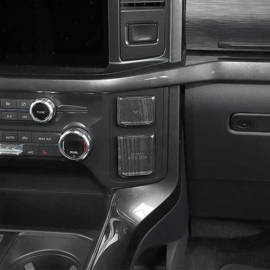 For 21-23 F150 Black Wood Grain Inner Control Power Socket Cover Trim v