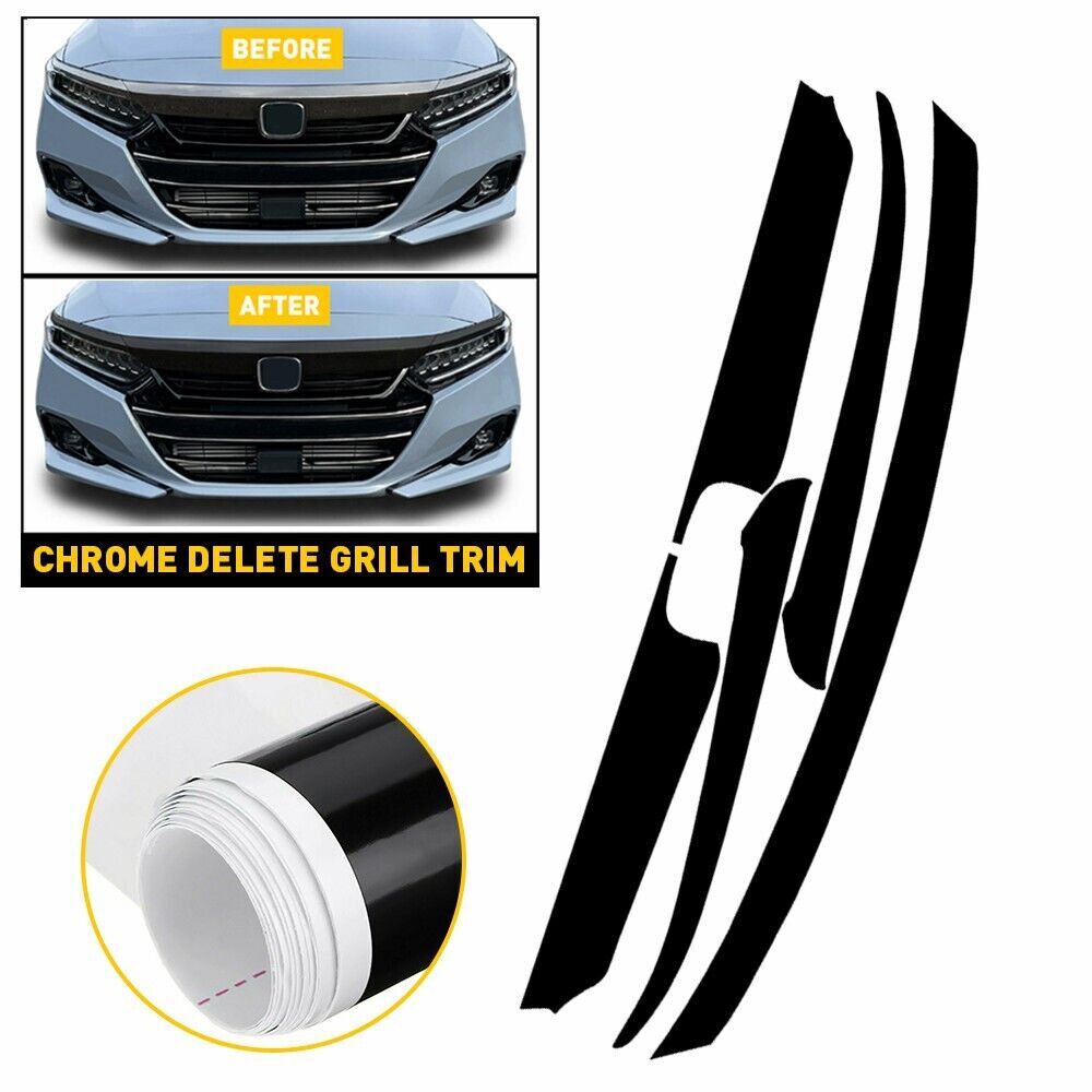 For 2021-2022 for Honda Accord Chrome Delete Glossy Black Front Grille Cover Trims