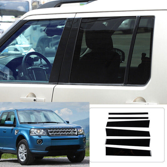 6P For LR Freelander 2 LR2 2008-2015 Piano Black Pillar Posts Door Window Strip
