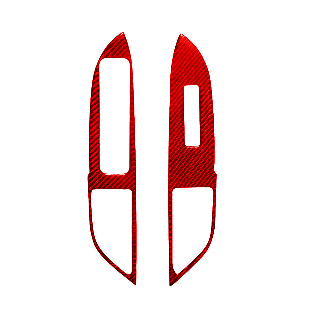 4Pcs Red Carbon Fiber Window Control Panel Cover Trim For Fiesta 2011-2015 v