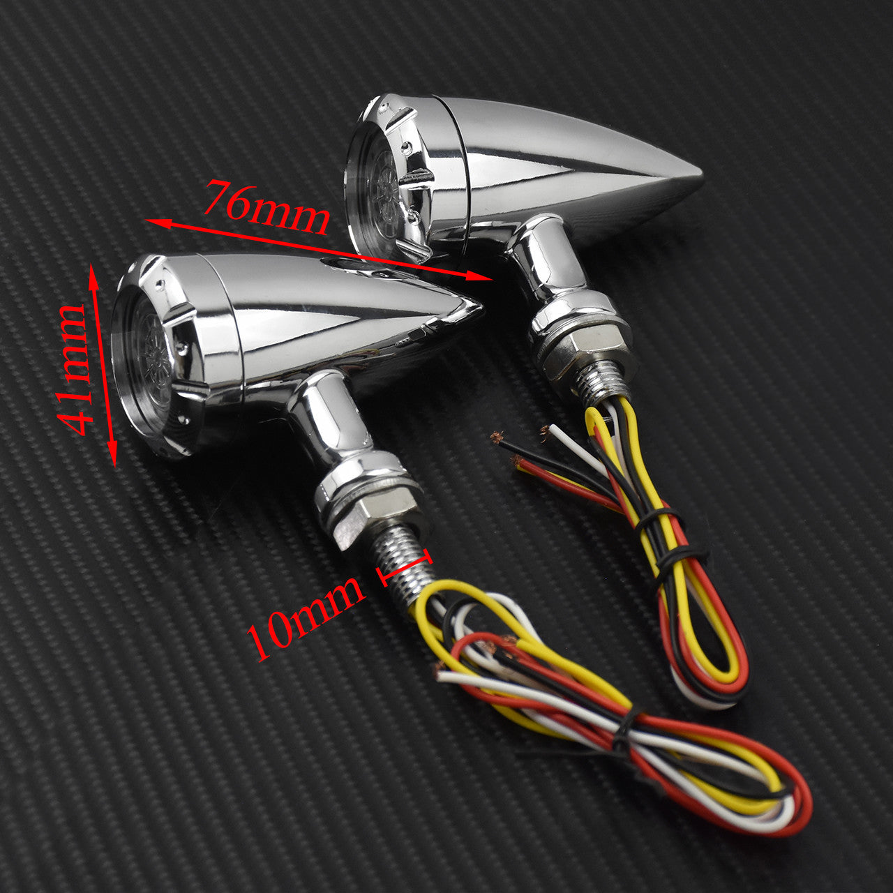 10mm Chrome LED Brake Blinker Light Turn Signal Fit for Harley Chopper 2 pcs Q