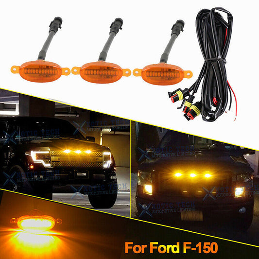 for Ford F-150 2010-2024 yellow Style Front Grill LED Marker Light Kit