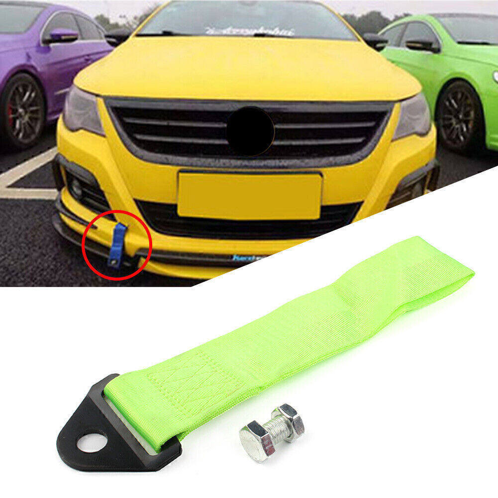 Racing Car Green Towing Strap Belts Rope Rally Hook Universal Rear/Front Bumper Q