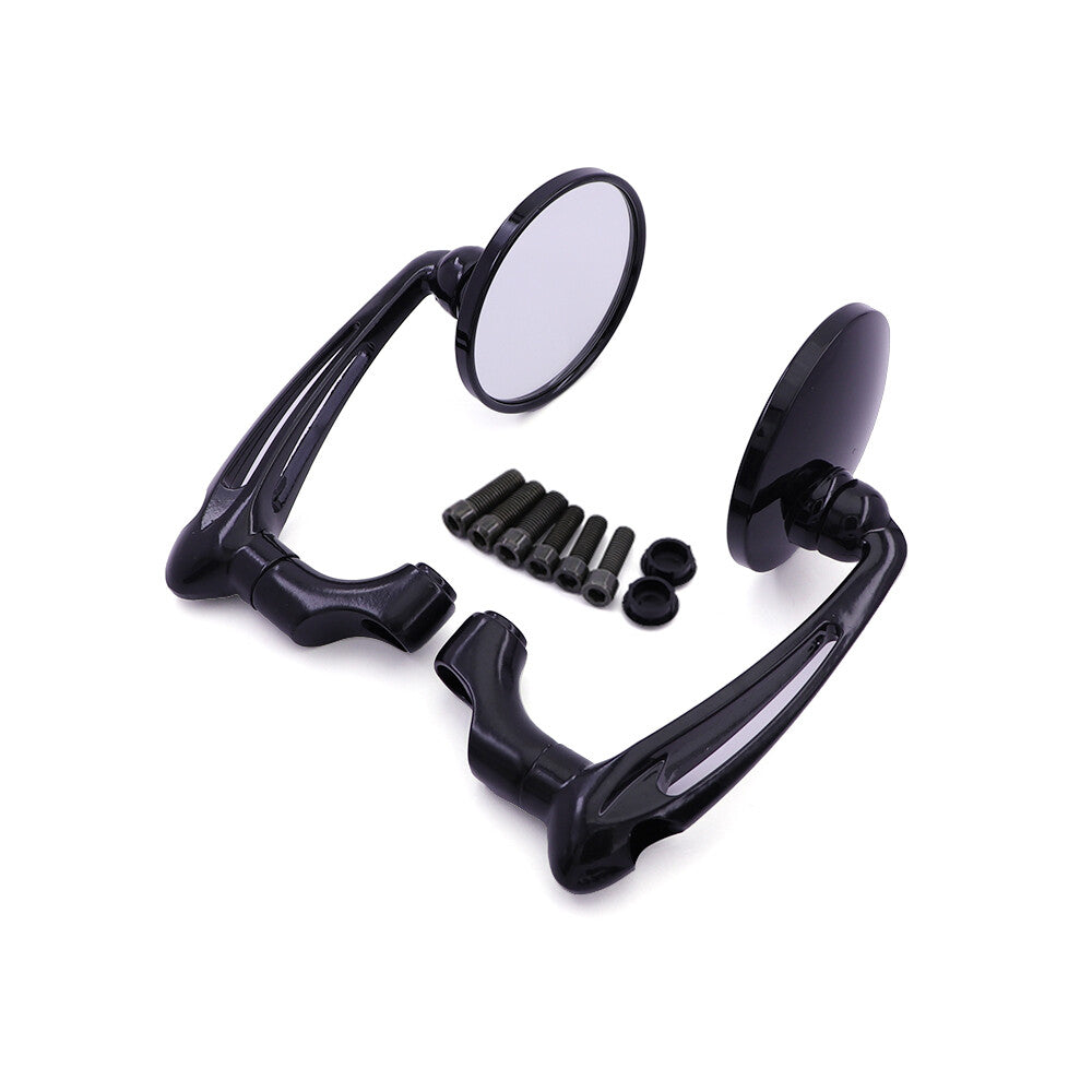 Black Retro L-bar Round Rearview Side Mirrors for Honda GN125 Cafe Racer Custom Q