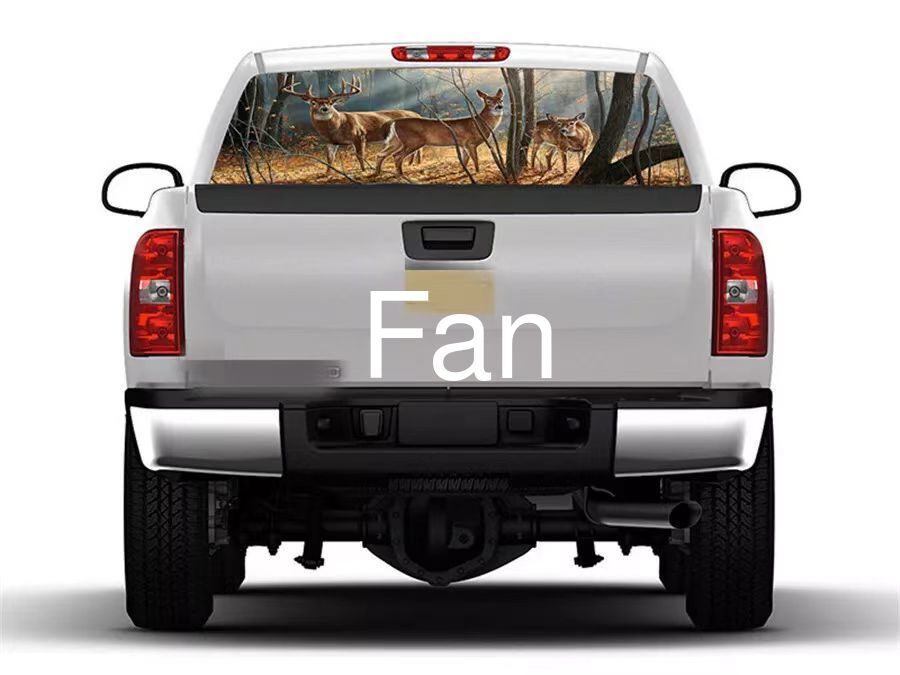 for SUV Truck Rear Window Decal Forest Animals Deer Family Graphic Sticker 135x36cm^