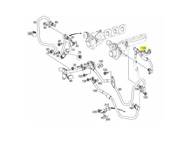 Driver Left Turbocharger Coolant Line for Mercedes X166 W166 GL450 GL550 ML550 v