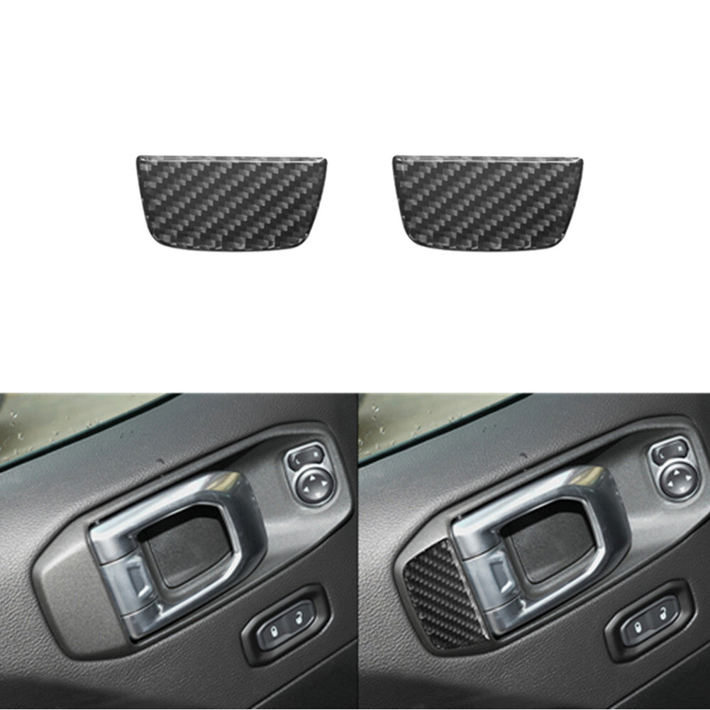 2Pcs Carbon Fiber Front Door Panel Cover Trim for Jeep for Wrangler 2007-2010 v