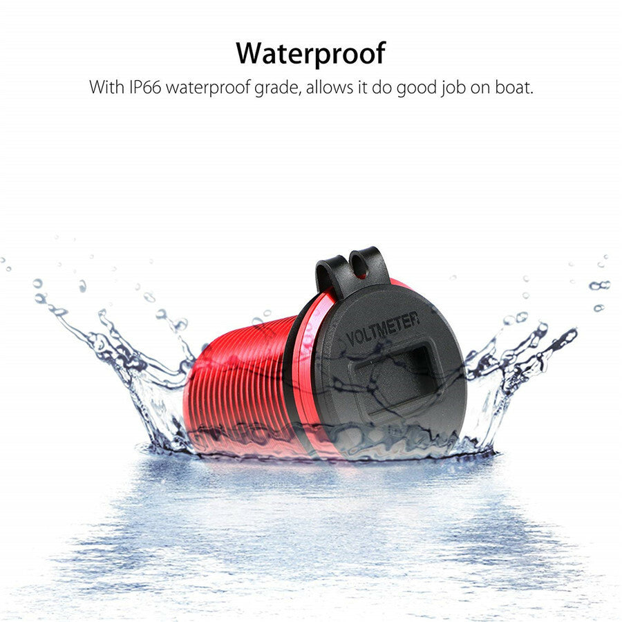 4.2A Dual USB Car Fast Charger Socket Power Outlet LED Voltmeter Waterproof 12V