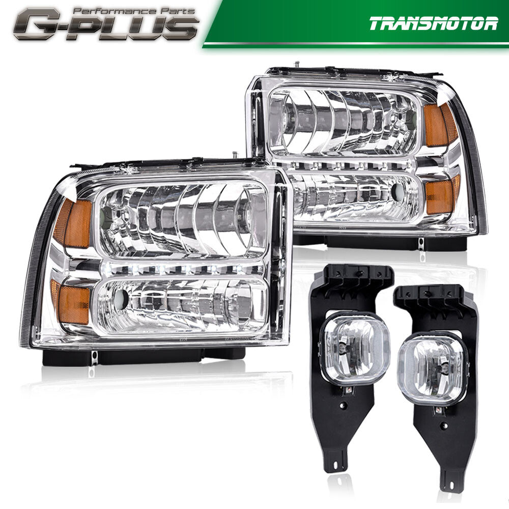 Suitable for Ford 2005-07 Super Duty headlights with LED light strips and fog lights F250 F350