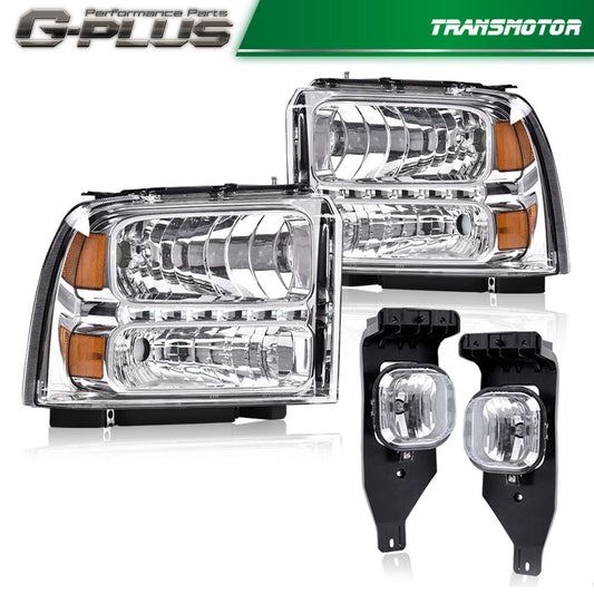 Suitable for Ford 2005-07 Super Duty headlights with LED light strips and fog lights F250 F350