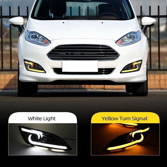 LED DRL Daytime Running Lights Fog Lamps Bumper Fit for Ford Fiesta 2013~2016