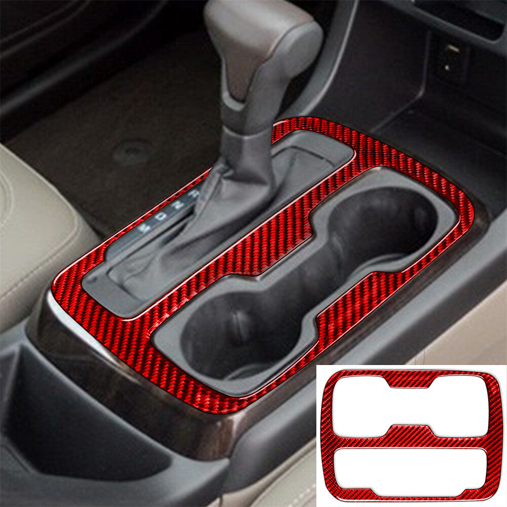 Red Carbon Fiber Central Gear Shift Trim for Chevrolet Colorado for GMC for Canyon 2015+