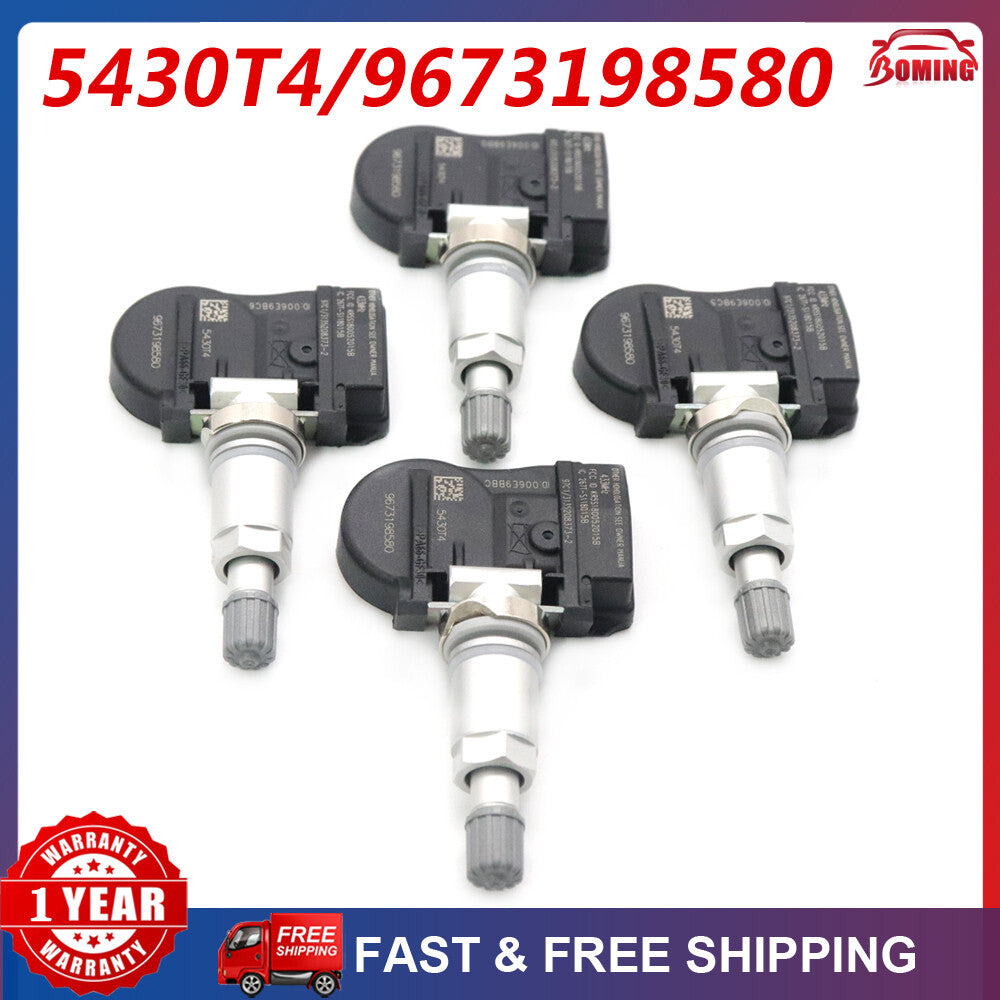 4Pcs TPMS Tire Pressure Sensor for Peugeot 207 307 for Citroen C4 5430T4 9673198580