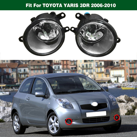 Front Bumper Clear Driving Fog Lights Lamps for Toyota Yaris 3 Door 2006-2010