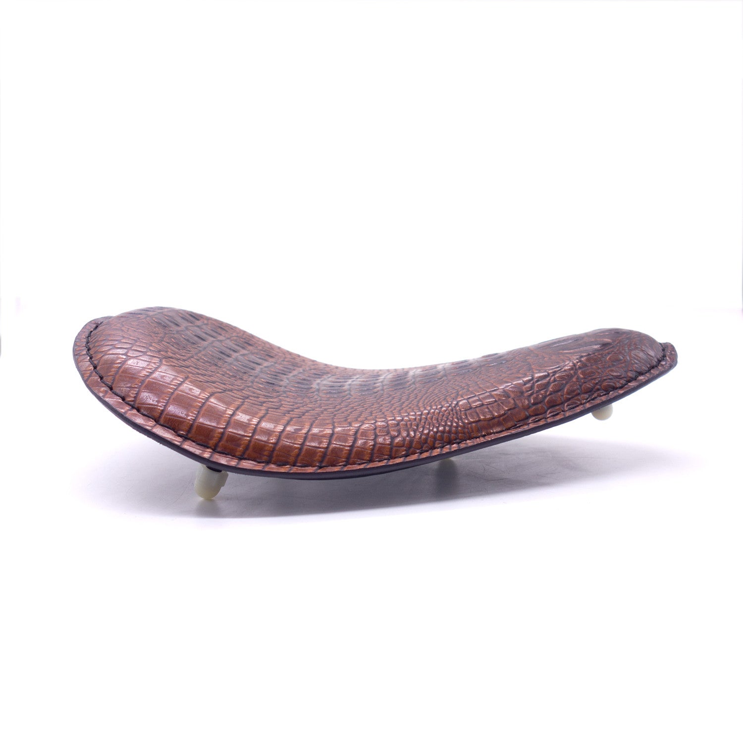 Brown Crocodile PU Leather Solo Drive for Seat for Harley Chopper Bobber Custom Q