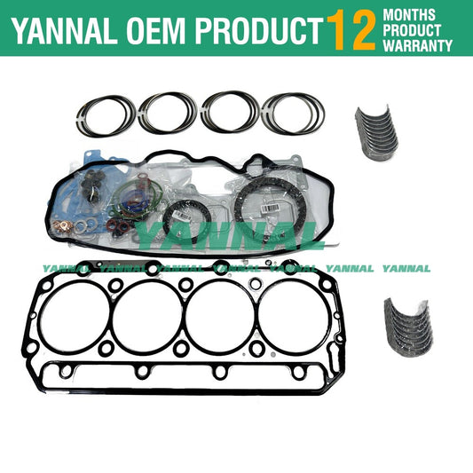 Brand new 4TNE98 4D98E full gasket kit + piston rings + bearing kit -