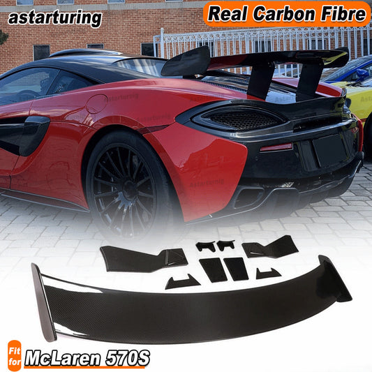 REAL CARBON Rear Trunk Spoiler Sport Wing Fit for McLaren 570S 2-Door 2015-2019