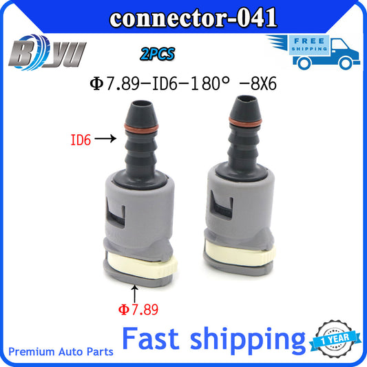 Plastic connectors for Fiat fuel line fittings, 2 pieces each, 2 x 7.89 mm, ID6, SAE 5/16 Q