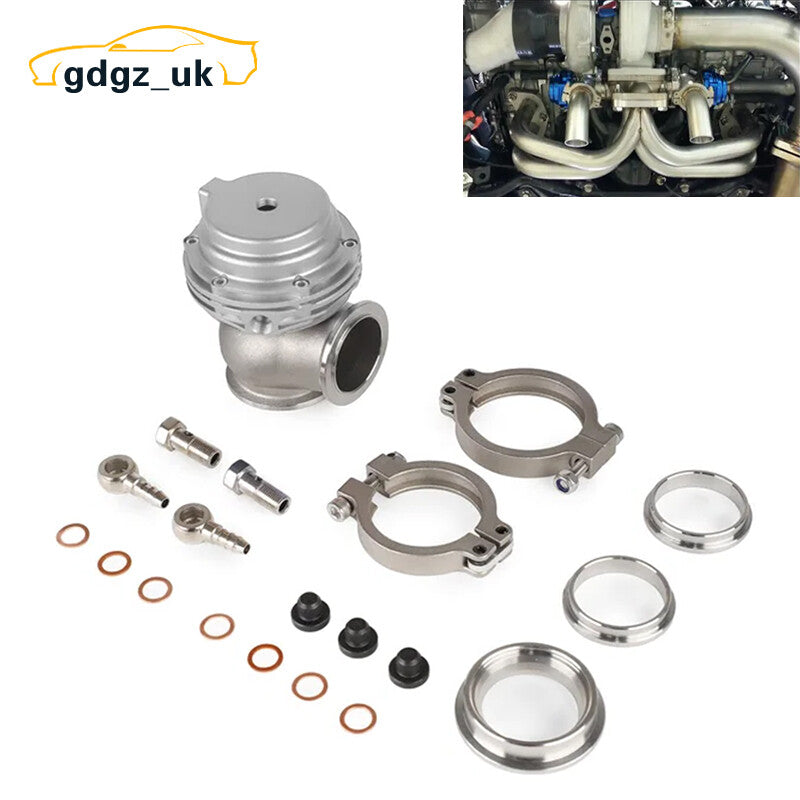 Universal 38mm External Turbo Wastegate V-Band Flange 22PSI for Manifold Silver