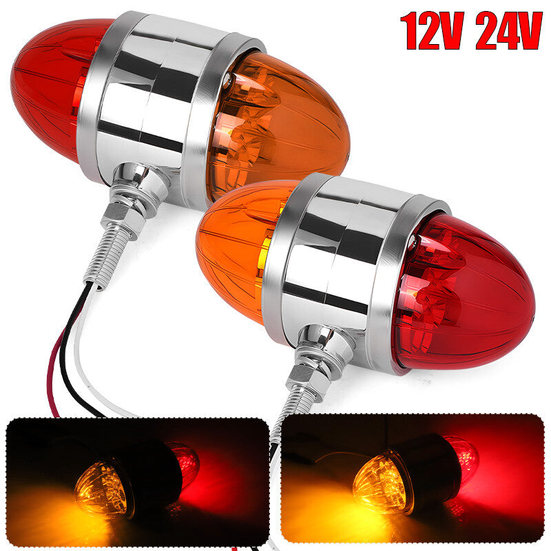 2 LED Dual Face Red/Amber Marker Lights Turn Signal Semi Truck Trailer Fender