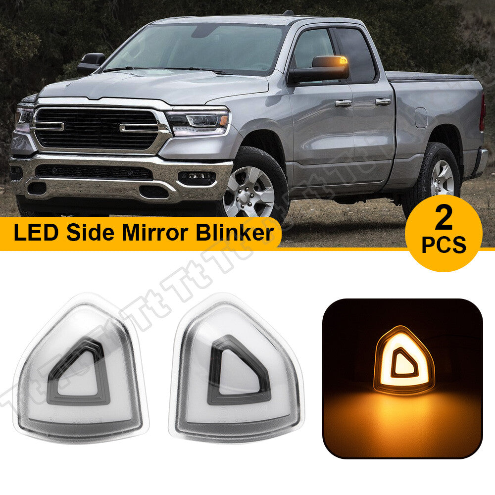 for for Dodge for Ram 1500 2500 3500 2010 - 2023 Clear LED Side Mirror Light Turn Signal - v