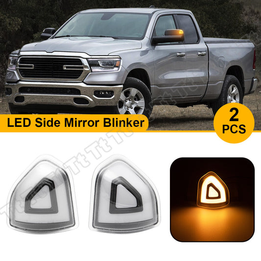 for for Dodge for Ram 1500 2500 3500 2010 - 2023 Clear LED Side Mirror Light Turn Signal - v