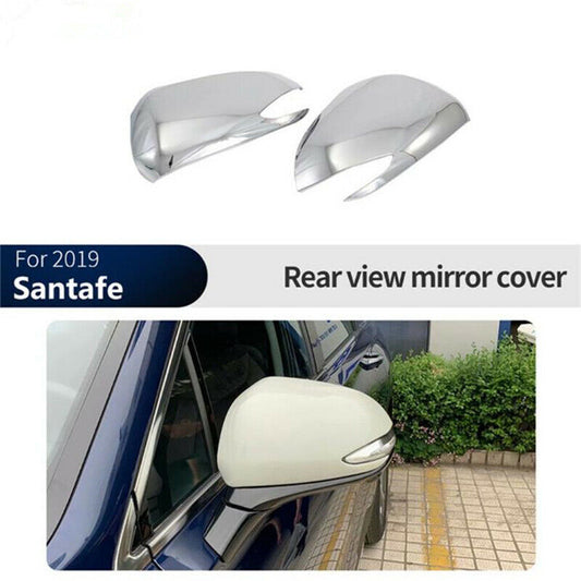 2PCS Chrome Rearview Side Door Mirror Cover Trim for Hyundai Santa Fe 2019-2022