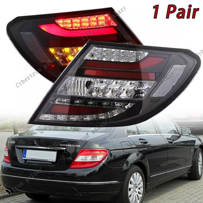 Pair for Mercedes W204 C-Class 2011-14 Led Perform Tail Lights Lamp Black