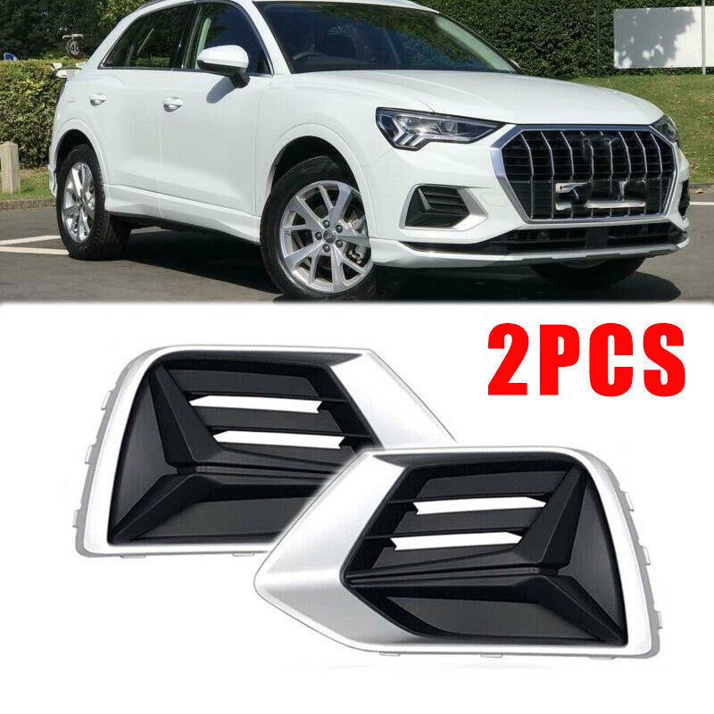 1Pair Front Bumper Grille Fog Lamp Fog Light Cover ABS for Audi Q3 2019-2022