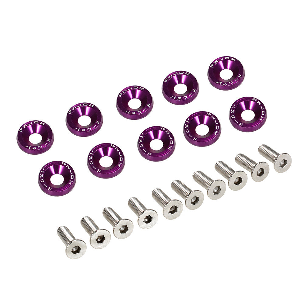 10x Purple JDM Billet Aluminum Fender Bumper Washer Bolt Engine Bay Dress Up Kit