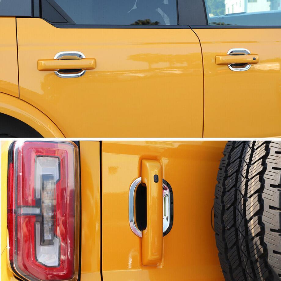 For 2021-2024 Bronco ABS Chrome Exterior Door Handle Bowl Trim Cover Decor v