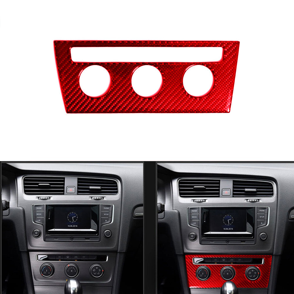 Red Carbon Fiber Conditioner Switch Trim Cover Type A for VW for Golf 7 2013-2017