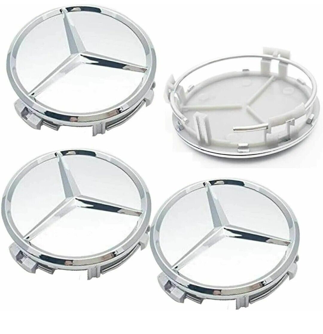 4-piece silver alloy wheel center hubcap 75mm ABCESM grade ML CLA GLA