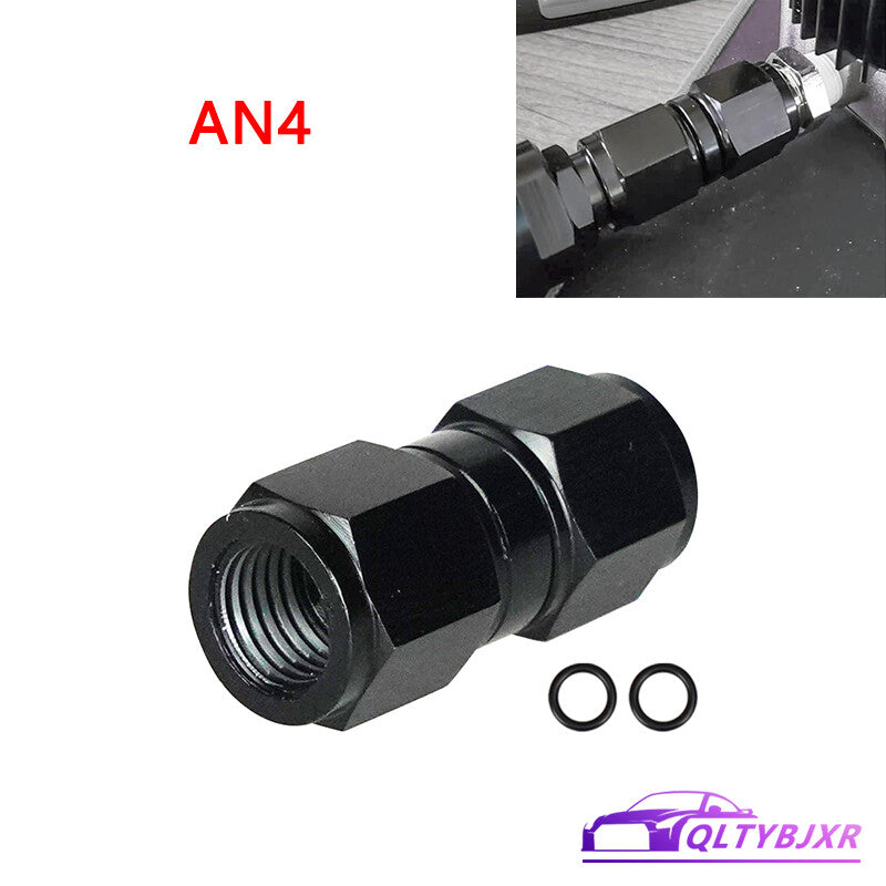 4AN to 4AN Female Straight Swivel Coupler Union Fitting Adapter Aluminum Black