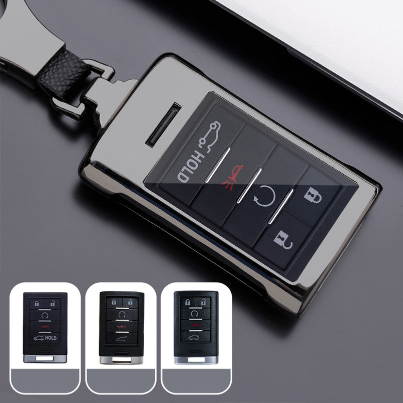 for Cadillac for Escalade ESV EXT Metal + TPU Remote Start Key Fob Cover Shell