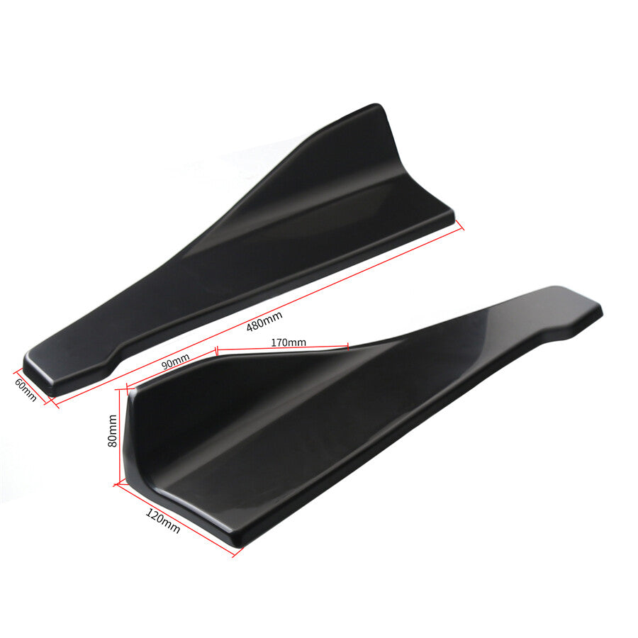 Pair Car Bumper Spoiler Rear Lips Body Side Skirt Extension Glossy Black US Ship Q