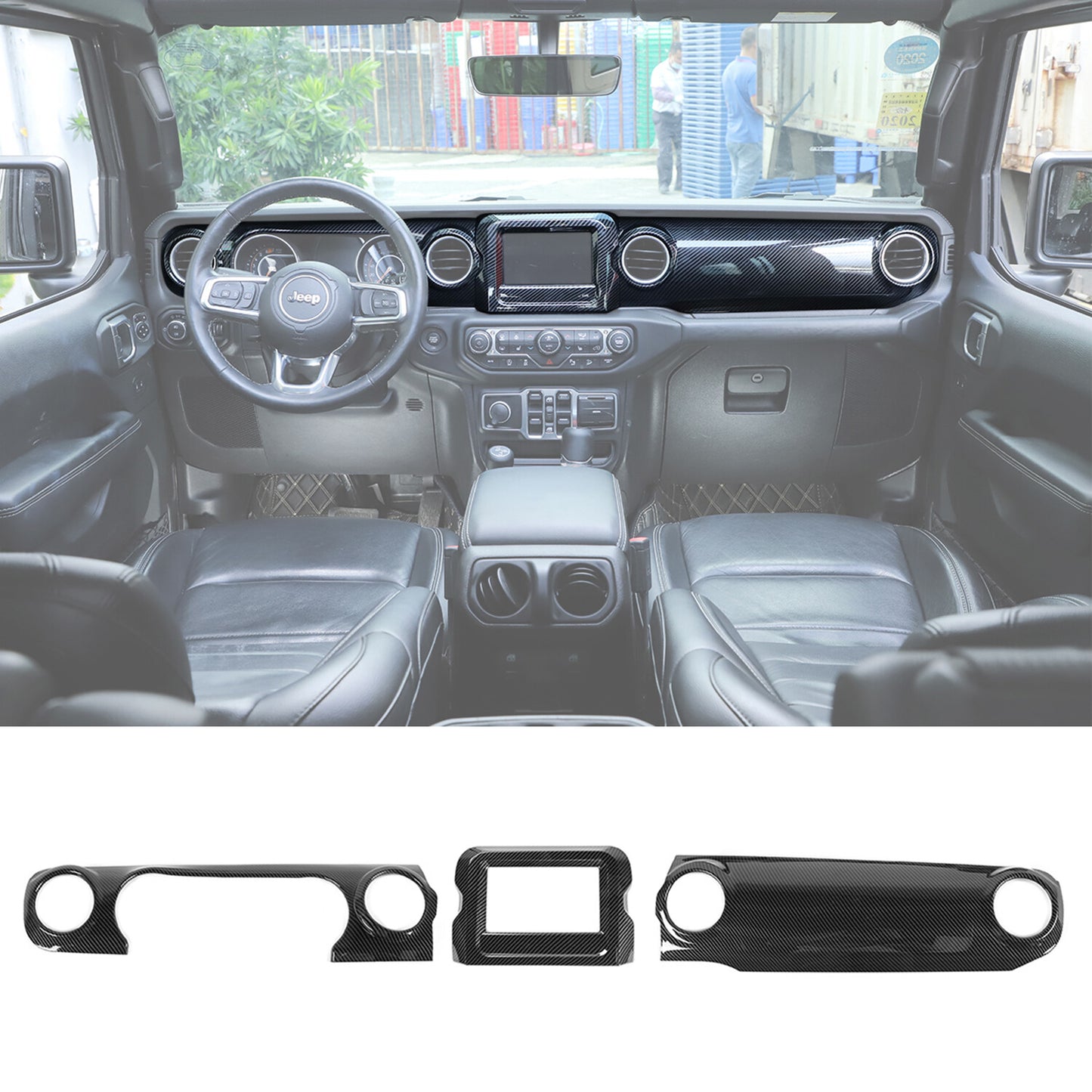 for Jeep for Wrangler JL 2018-2024 Dashboard GPS Navigation Cover Trim Carbon Fiber