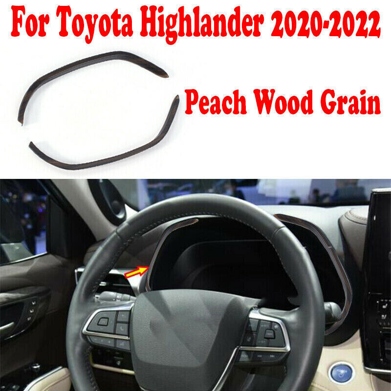 Wood Grain Inner Dashboard Instrument Cover Trim for Toyota Highlander 2020-2022