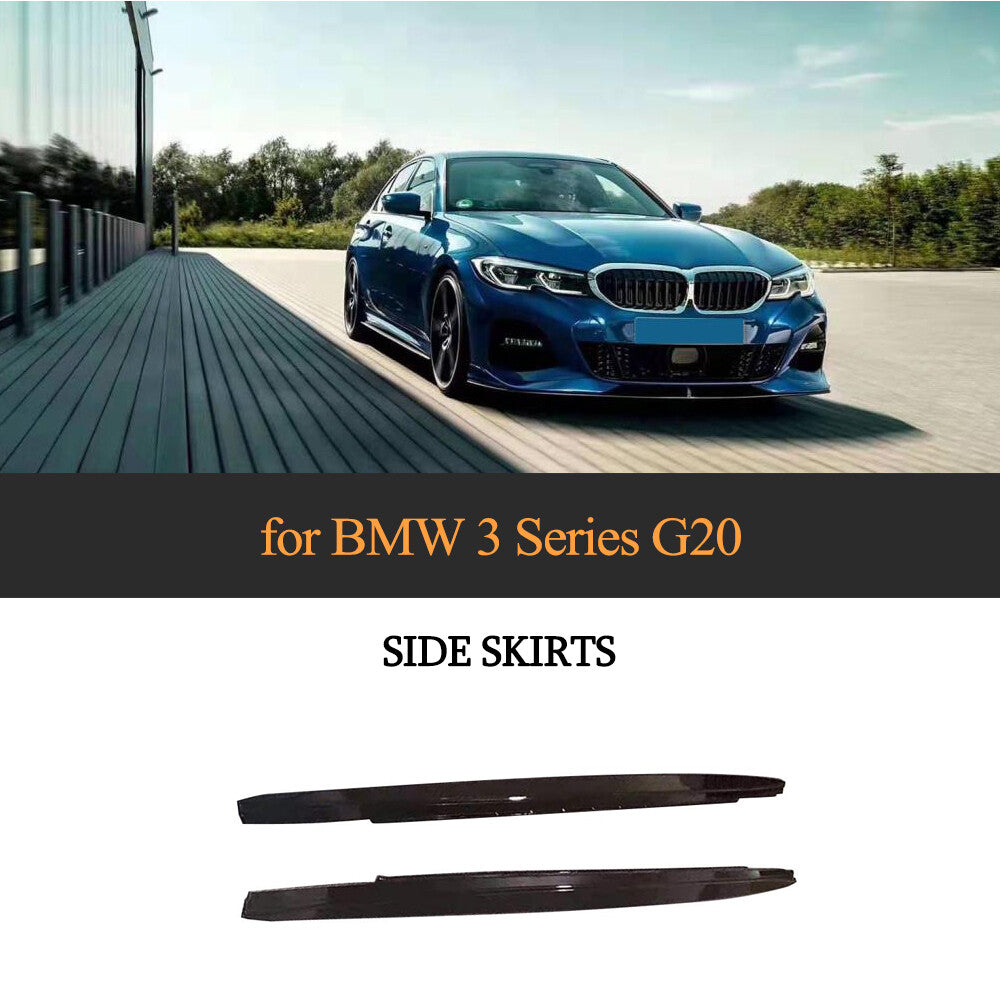 2x Glossy Black Side Skirts Extension Lip Spoier for BMW 3Series G20 G28 M Sport