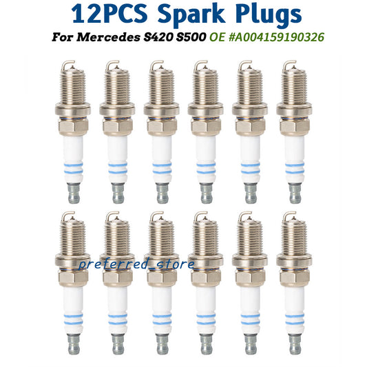 SET OF 12 for Mercedes-Benz S420 SL500 for Chrysler Super Plus Spark Plugs F8DPP33 Q