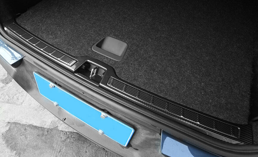 for Volvo XC40 2019-23 Carbon Fiber Steel Rear Bumper Protector Sill Plate Cover
