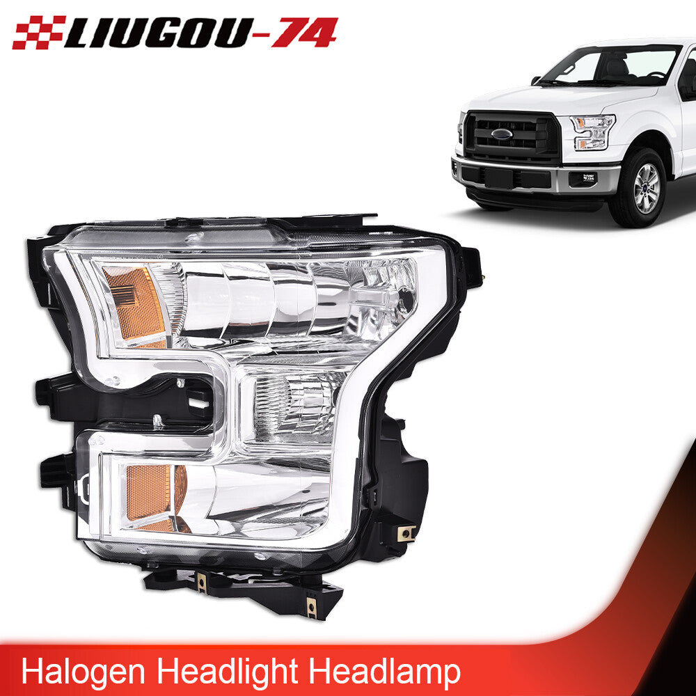 Amber headlights, chrome headlights (LH), driver's side, suitable for 2015-2017 for Ford F-150s.