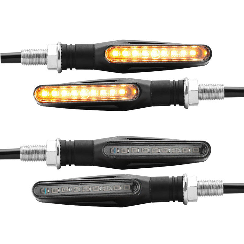 4Pcs Motorcycle Turn Signal Light 12V Led Moto Flowing Water Blinker Bendable