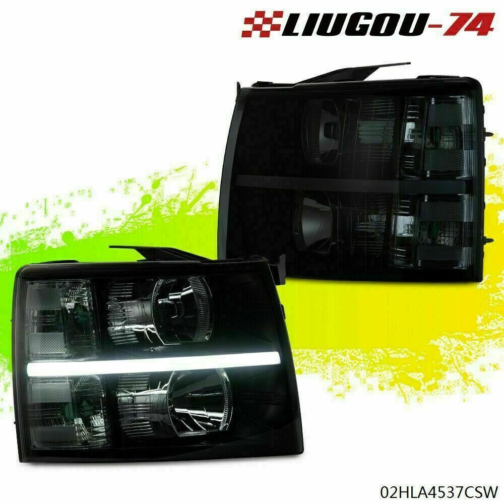 Smoke Lens Black Housing fit for 2007 - 14 Thorold LED Strip Headlights US- v