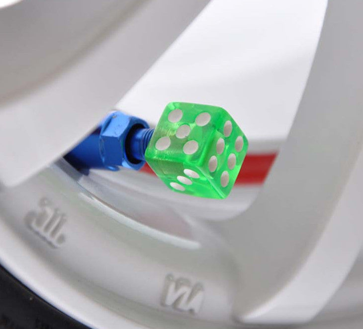 4pcs Clear Green Dice Tire/Wheel Air Stem Valve Caps for Car Truck Hot Rod