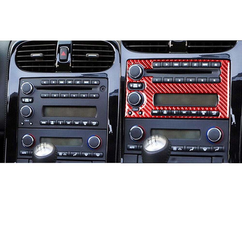 for Chevrolet for Corvette C6 2005-07 RED Carbon Fiber Console Radio CD Panel Trim