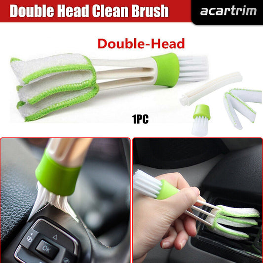 Car Indoor Double-Head Clean Brush Air-condition Outlet Window Care Cleaning