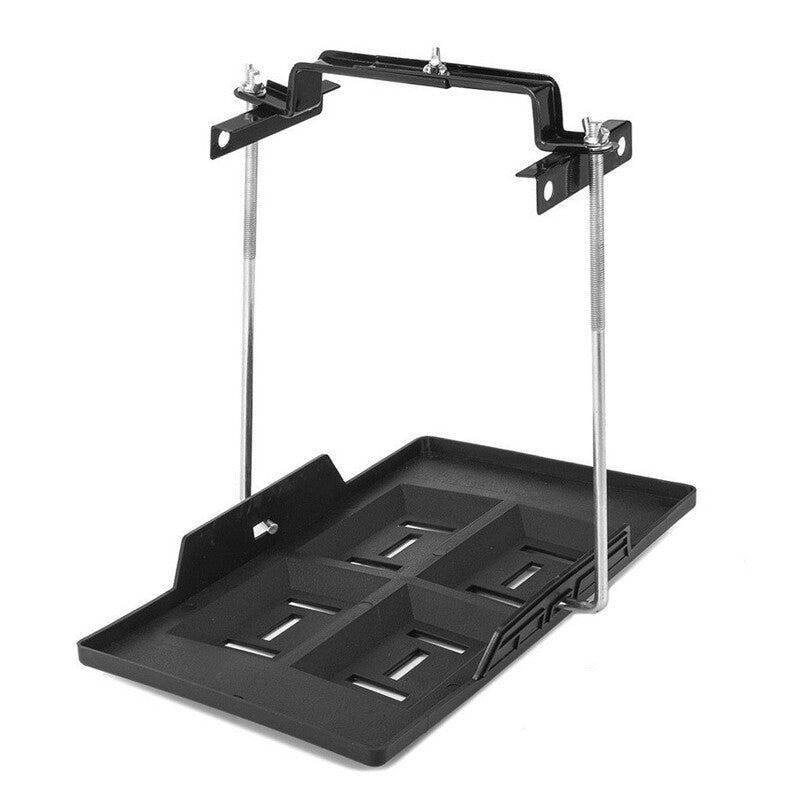 Car Auto Storage Battery Holder Adjustable Tray+Hold Down Clamp Bracket Kit Part v